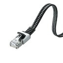 サンワサプライ LANケーブル CAT6A メッシュフラット メタルコネクタ 10Gbps/500MHz ギガビット イーサネットケーブル ツメ折れ防止 RJ45コネクタ (15m) ブラック&グレー KB-FL6AME-15BK