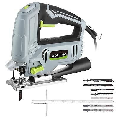WORKPRO ジグソー 電動ジグソー 600W 傾斜 直線 曲線切断 ダイヤル式6段変速 オービタル4段階調節 ワン..