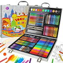 Okiki お絵描きセット【新登場 双頭式色鉛筆 クレヨン 水性ペン 184ピース】お絵かきセットきらきら模様 お絵描き 鮮やかな色 お絵かきアートセット 女の子 男の子 誕生日 プレゼント クリスマスプレゼント