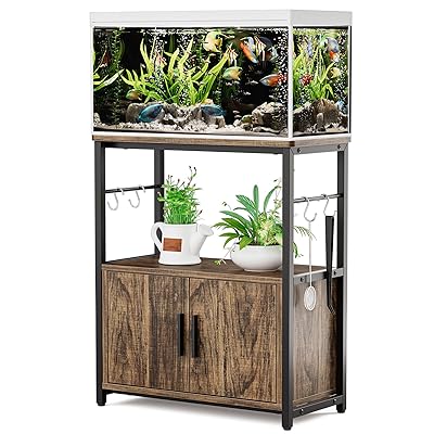 DEWEL 水槽台 60cm 水槽 台 ラック 棚 スタンド キャビネット/配線溝付 水槽棚 総耐荷重約200kg 面取り加工 水槽ラック 60cm水槽用 フック/アジャスター付 3段 60cm水槽台 60cm水槽棚 水槽スタンド 60センチ水槽台