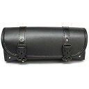 BAOQI ツールバッグ バイク汎用 工具入れ 小物入れ 防水 レザー 容量3L 開けやすい 丸型 (Black)