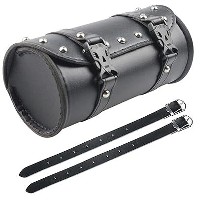 LIKENNY バイクミニタイプ ツールバックスタッズ付き PUレザー 収納バッグ 小物入れ 自転車 バイク フロントバッグ 取付簡単 ハンドルバッグ 汎用 防...