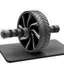 FEELCAT 腹筋ローラー 1輪 静音 アブローラー スリムトレーナー アブホイール 上半身筋トレ 膝保護マット付き (A- 一輪ブラック)