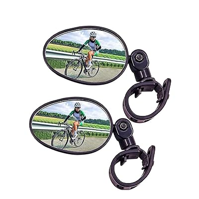 DFsucces 自転車バックミラー 2個セット 360度回転可能 丸型 凸面 広視野角 戸外スポーツバイク用ミラー 簡単取付 軽量 調節可能 (楕円形)