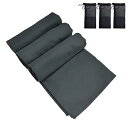 Besince 速乾タオル3枚セット 髪 マイクロファイバータオル 旅行タオル 超吸水 柔らかい スポーツタオル ジムタオル スイミングタオル セイムタオル 防臭 耐久性 速乾 軽量 収納袋付き 防災 コンパクト 90x30cm アウトドア (グレー