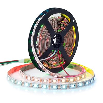 BTF-LIGHTING WS2812B LEDテープライト 5050 SMD RGBIC 合金ワイヤー 5m 60LEDs/m 300LEDs 個別にアドレス指定可能 切断可能 プログラマブル可能 DC5V ドリームフルカラー 夢幻色 ネオピクセル