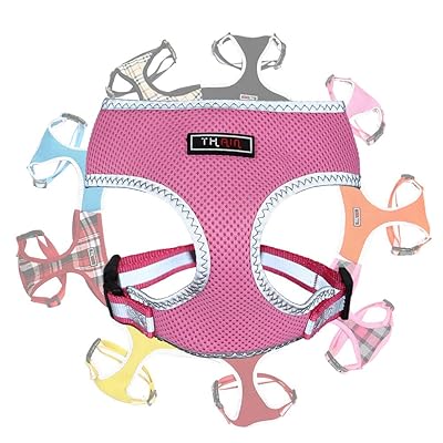 THAIN ハーネス 小型犬 犬 胴輪 猫 ハーネス ベストハーネス 犬 ペット用品 胴輪 小型犬 3M反射材料 訓練 ナイロン製 小型犬に向け 通気性 調節可能 (S, ピンク反射)
