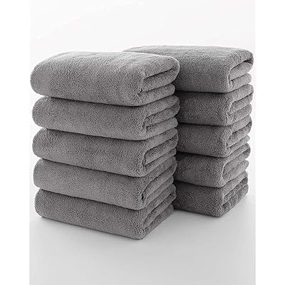 フェイスタオル 【Lumimi 10枚セット グレー 35*75cm 】速乾 ホテル仕様/業務用/家庭/スポーツなどに最..