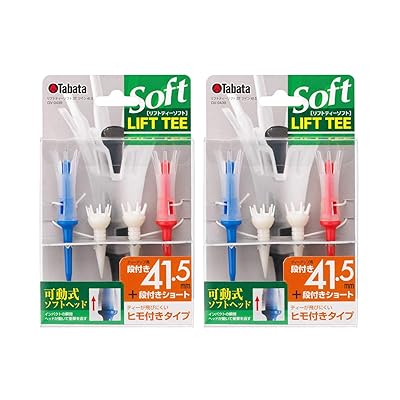 Tabata(タバタ) ゴルフ ティー 紐付き プラスチックティー 段付き リフトティーソフト ツインロング 4セット 41.5mm x2 GV0439 2ST