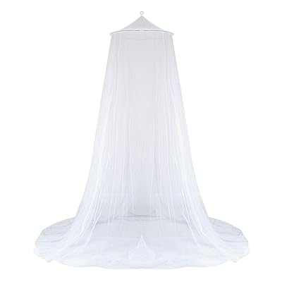 GWHOLE 天蓋カーテン 蚊帳 モスキートネット かや 円形 防虫 防蚊 ホワイト1.8m以下ベッド適用 洗濯可能