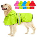 Dolitego 犬用レインコート- 防水調節可能な反射型犬用レインコートジャケット, 小型犬中型犬大型犬 軽量 通気性 ポンチョスリッカー 帽子付 散歩用 防水 着脱簡単 梅雨対策 犬 レインコート (LL, 绿色)