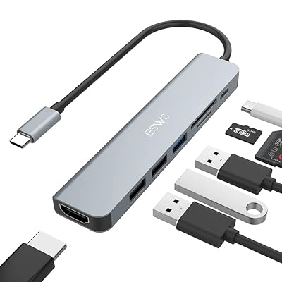 USB C ハブ アダプタ 7-in-1 JESWO USB ハブ Type-C【4K HDMI出力＋100W急速PD充電＋USB3.0/2.0ポート+SD/TFカード スロット】タイプC ハブ Thunderbolt 3対応 MacBook Pro