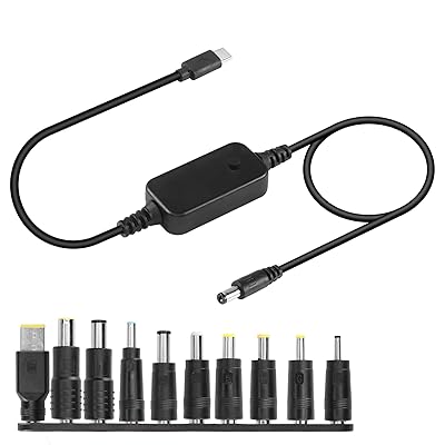 CERRXIAN USB C - DC PDアダプタケーブル（10コネクター・チップ付き）Type-C to DC電源ケーブル 出力調整可能電圧 5V-9V-12V-15V-20V PD急速充電ケーブル 50CM