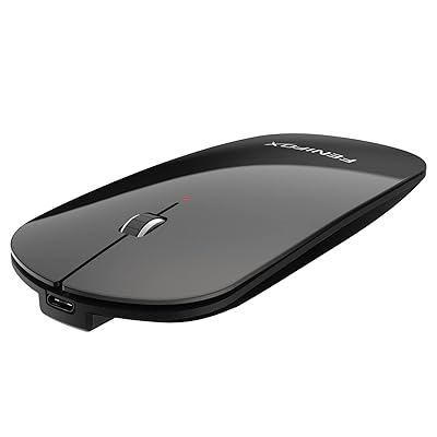 FENIFOX Bluetooth マウス- 充電式 無線 超薄型 マウス 静音 携帯 ブルートゥース Mouse 小型ミニ ポータブル Mice Laptop Computer PC Mac 用 - 黒い ブラック