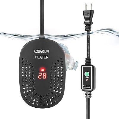 FEDOUR 25W/50W/100Wミニ水槽用ヒーター、デジタル温度表示と外部設定ボタン付きの可調節水槽ヒーター、金魚/メダカ/亀用ヒーター、120L以下の水槽適用