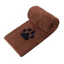 Perco ペット用タオル 超吸水 厚手 マイクロファイバー 犬 猫 体拭き (75cmx127cm, ブラウン)