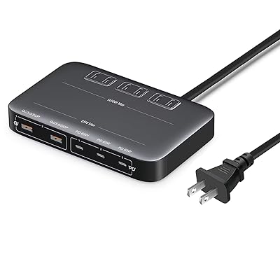 電源タップ USB延長コード PD充電器「3AC口+3USB-Cポート+2USB-Aポート」PD65W&QC3.0 急速充電 コンセント1.8m 合計1400W USB付き テーブルタップ USB充電器 卓上タップ AC アダプター