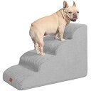 EHEYCIGA 犬階段 4段 ライトグレー ドッグステップ ペット階段 滑り止め付き 洗える カバー取り外し(4段,ライトグレー)