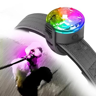 UMIONE防水犬夜間安全ライト、2024最適化、ユニークで目を引く外観、車両リマインダー機能、20時間連続照明、ドライバーが時間内に道路上のかわいい犬を見つけるのに役立ちます、ペットの安全第一! White