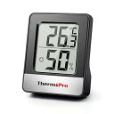 ThermoProサーモプロ 湿度計 温度計 温湿度計デジタル 湿度計室内 大画面 見やすい 顔マーク 壁掛け 卓上スタンド マグネット ブラックTP-49