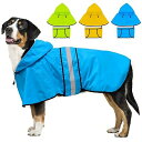 Dolitego 犬用レインコート- 防水調節可能な反射型犬用レインコートジャケット, 小型犬中型犬大型犬 軽量 通気性 ポンチョスリッカー 帽子付 散歩用 防水 着脱簡単 梅雨対策 犬 レインコート (LL, 青)