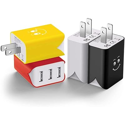 素直な虹 USB 充電器 USB コンセント 【4個セット PSE認証済】 ACアダプター 3ポート3.1A iPhone/Xperia/Samsung Galaxy/Android 等のUSB機器対応 (マルチカラー)
