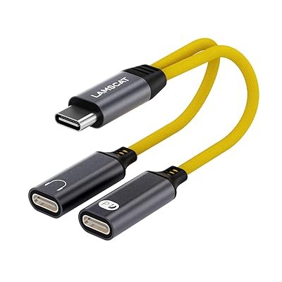 LAMSCAT タイプc二股ハブ ケーブル type-c スプリッター イヤホン 変換アダプタ 快速充電 Type-C イヤホン変換ケーブル 充電とイヤホンが同時 DAC搭載 イヤホン分配器 Google/iPad/iPad Pro/Android/