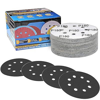 IROKCAKPT 耐水サンドペーパー 125mm #180番 サンダー ペーパー（50枚入）サンディングディスク 粗目 ..