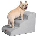 EHEYCIGA 犬階段 3段 ライトグレー ドッグステップ ペット階段 滑り止め付き 洗える カバー取り外し(3段,ライトグレー)