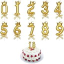 KALOLINNA クラウンバースデーナンバーキャンドル 0~9 10点セット ロウソク 数字 誕生日を祝う 高級 ろうそく おしゃれ スタイリッシ 記念日キャンドルウエディングパーティー卒業パーティー