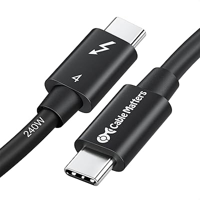 [Intel ] Cable Matters 40Gbps Thunderbolt 4 ケーブル - 0.8m、8K@60Hz・240W充電、 サンダーボルト4 ケーブル、 USB4 / Thunderbolt 3 / USB-C下位互換、ブラック、