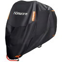 Homwarm バイクカバー 300D厚手 防水 紫外線防止 盗難防止 収納バッグ付き (4XL, ブラック)