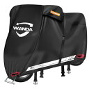 WANDA バイクカバー【420D厚手・全天候型・防水】破れにくい/耐熱/溶けない/UVカット/色褪せない/超撥水 【50cc-1800cc対応】風飛び防止/広い反射材/通気孔 オックス生地 (2XL:245*110*130)