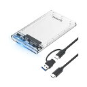 ELUTENG 2.5インチ HDD ケース USB3.1 GEN1 HDD/SSD ケース Type-C 6Gbps SATA III 外付けハードディスク 透明 ドライブケース 高速データ転送 UASP対応 SSD ドライブ ケース 120GB