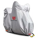 Rosefray バイクカバー L-BOX 210cmまで対応 スマートサイズ 高機能 撥水 UVカット 大型 車体カバー 風飛び防止 鍵穴付 収納袋付き(シルバー)