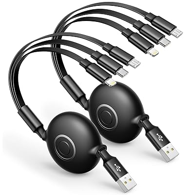 3in1 充電ケーブル 巻き取り式 Aioneus 2本セット マルチ充電ケーブル iPhone 充電ケーブル リール USB Type Cケーブル マイクロUSBコード iPhone 14 13 Pro Max 12 XR Galaxy S22+