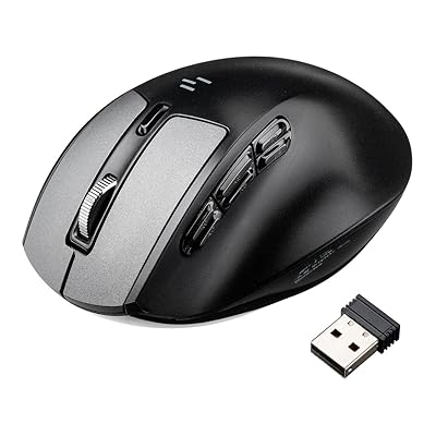 サンワダイレクト 多ボタンマウス 無線 Bluetooth 6つの割り当てボタン 液晶画面付き 静音 充電式 ブラック 400-MAWBT171