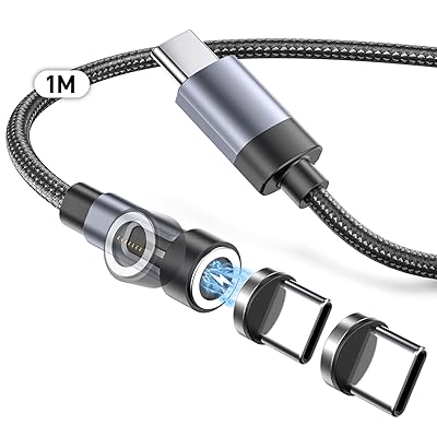 マグネット 充電ケーブル USB-C & USB-Cケーブル 急速充電 PD60W対応 7ピン Type-C端子 540度回転可能 断線防止 防塵磁石iPhone 15/iPad/Macbook Pro/Matebook/Xperia/Galaxy等