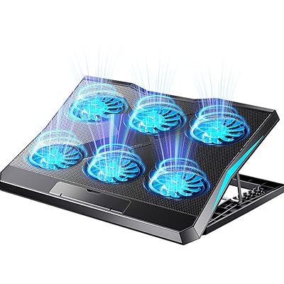 Jiobbo ノートパソコン 冷却 パッド 【2024新登場・6つのファンで強冷 冷却ファン】 スタンド ノートpc 大風量・低騒音 風量調節可能 2つUSBポート付 6段階高度調整可 滑り止め付きで高い安定性 7-17インチのノートパソコン led