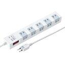 サンワダイレクト 電源タップ 10個口 2m 雷ガード マグネット 一括スイッチ ホワイト 700-TAP044W