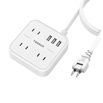延長コード 3m 電源タップ usb付き コンセント TESSAN 3個AC口 3usbポート 蛸足コンセント タコ足配線 テーブルタップ マルチタップ oaタップ コンパクト ホワイト