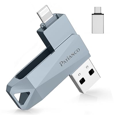 Patianco【MFi品 セキュリティ機能付】iPhone用 USBメモリ 128GB 3in1 データ移行 usb lightning/USB/Type-C搭載 高速 スマホ 写真データ バックアップ 大容量 iPhone/iPad/PC/And