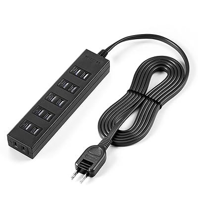 サンワダイレクト 電源タップ 6個口 2m マグネット 雷ガード ほこり防止 スイングプラグ ブラック 700-TAP055-2BK