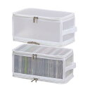 やぬき CD収納ケース 2個セット cd 収納 約25~30枚収納 30X15X15CM 半透明 重ねて置ける ダブルスライダーで開きやすい 折りたためてかさばらない 取り出しやすい持ち手付き 軽量 小物の保管にも