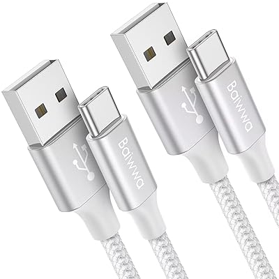 USB Type C ケーブル 白【1.5m 2本セット】Baiwwa USB-A to USB-C 急速充電 ケーブル タイプC ケーブル 高速データ転送 iPhone 16 15 Pro Plus、Galaxy S22 S21 S20 S10 S