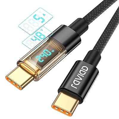 RAVIAD USB Type C ֥ USB-C &USB-C ֥2Mۥc ֥ PD3.1 QC4.0 б 240W/5A® ɻ ѵץʥԤ iPhone 16 15 iPad MacBook Pr