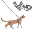 pidan 猫 ハーネス 抜けない ダブルロック 簡単 猫 リード ハーネス セット ワンタッチ 調整できる 猫用ハーネス (A1 モノトーン)