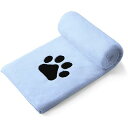 Perco ペット用タオル 超吸水 厚手 マイクロファイバー 犬 猫 体拭き (75cmx127cm, ライトブルー)