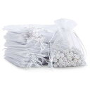 【98pcs】オーガンジー 巾着 ラッピング 袋 プレゼント 袋 小袋 小分け袋 誕生日 結婚式 バレンタイン お返し プレゼント 包装用 ホワイト ギフトバッグ プチ袋 ラッピング袋 プチギフト ジュエリー収納 ポプリ 小物入れ (白, 10x15
