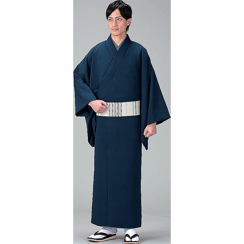 江戸の粋!【小紋】紳士物【男物】お仕立て上がり着物・長着、紺系、万筋